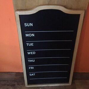 Hobby Lobby Weekly Chalkboard Planner - Black with Wood Frame Meal Plan Calendar